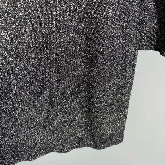 Torrid NWT Black Metallic Cross Neck Cold Shoulder Top - 1 (1X) - Women's Plus - Picture 3 of 7